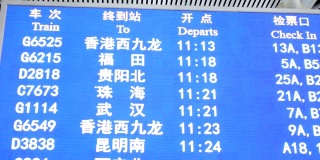 高铁站有时刻表的到站发车牌