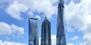 4K:特写上海地标摩天大楼，中国