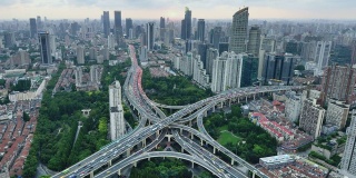 4K:从一天到日落的多层高架桥交通，上海，中国