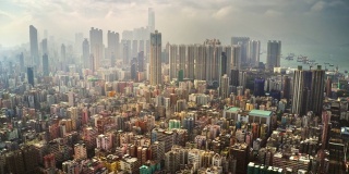香港鸟瞰图。超级失误4 k。电影的颜色