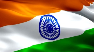 印度国旗在风中飘扬。现实的印度国旗背景。印度国旗循环特写1080p全高清1920X1080镜头。印度德里亚洲国家国旗全高清视频素材模板下载