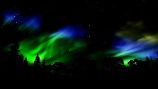冬季森林的北极光-时间流逝极光(北极光)视频素材模板下载