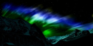 冬季山上的北极光-时间流逝极光(北极光)