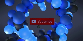 一个跳跃的蓝黑球结束在订阅标志视频标题屏幕的动画