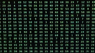 电脑屏幕上绿色数字的随机序列视频素材模板下载