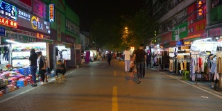 夜间武汉城市步行街慢动作行走全景4k中国