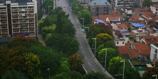 白天时间武汉最著名的寺庙屋顶城市景观交通道路全景4k中国