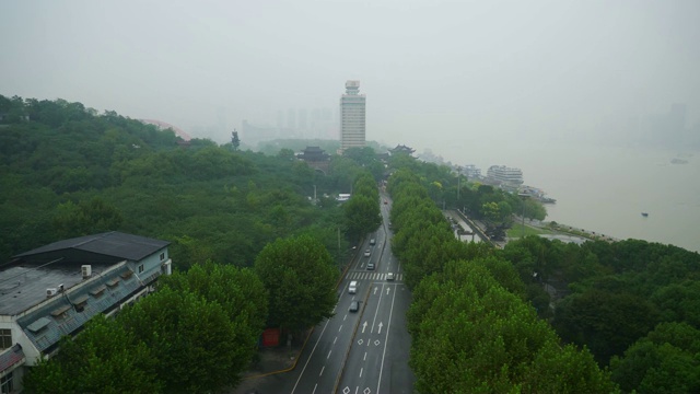 白天时间武汉著名的滨江交通海湾大桥全景4k中国