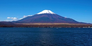 美丽的富士山与枫树在秋天的日本