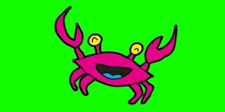 孩子们画绿色背景，主题是螃蟹