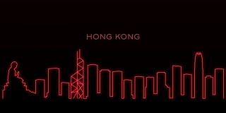 香港光线、天际线动画及文字