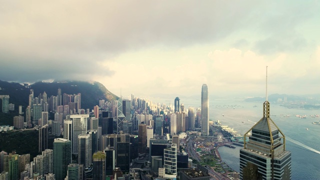 无人机拍摄:4K航拍香港天际线