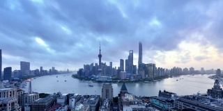 4K:上海城市景观在日出的时间流逝，中国