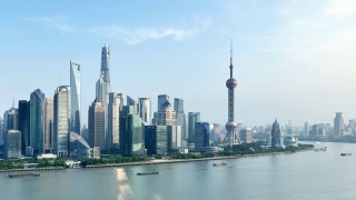 4K: Sunny Day Time Lapse上海城市景观，中国视频素材模板下载