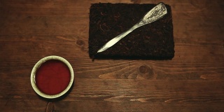 黑色中国茶刀木桌高清录像没人