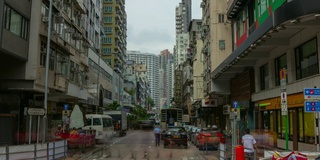 香港九龙白天时间交通街景全景4k时间推移