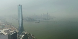 白天珠海城市景观摩天楼展览综合湾澳门城市航拍全景4k中国