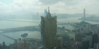 澳门市景白天时间市中心珠海湾航拍4k中国全景图