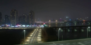 夜光珠海市空交通公路桥空中全景4k中国