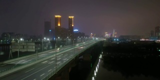 夜光珠海市景交通街道公路桥航拍全景4k中国