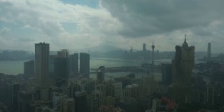 澳门市景白天时间市中心珠海湾航拍4k中国全景图
