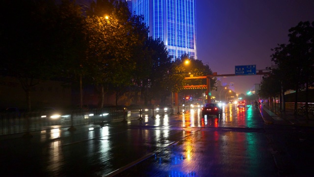 夜光武汉城市交通湾道路全景4k中国