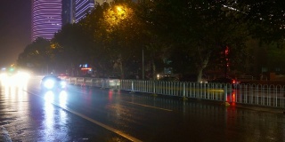 夜光武汉城市交通街道全景4k中国