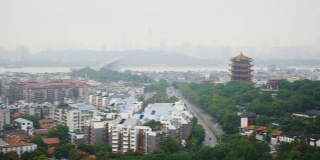 白天武汉城市景观屋顶全景4k中国