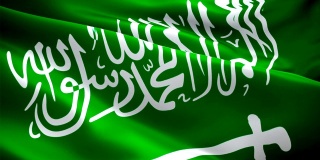 沙特阿拉伯无缝循环的旗帜视频在风中飘扬。现实的沙特国旗背景。沙特阿拉伯旗帜循环特写1080p全高清1920X1080镜头。沙特阿拉伯麦加中东国家
