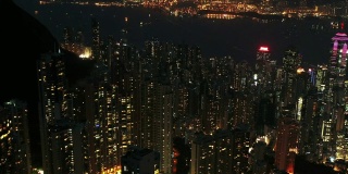 香港城市夜间鸟瞰图