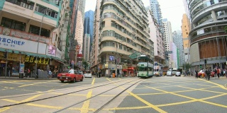 香港十字路口的行人及交通情况