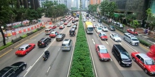 鸟瞰香港尖峰时段的交通情况