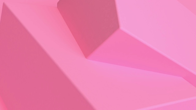 粉红色立方体的抽象三维渲染循环动画与几何形状。运动设计，4k超高清