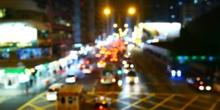 日常生活视频散景灯从交通在夜间交通拥堵在大城市下班时间有大量的汽车在城市所以急着去目的地的交通概念