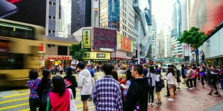 香港铜锣湾拥挤的人群