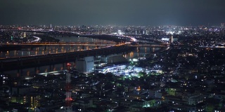 东京市内夜景及交通，从船abori观景台观景台上俯瞰