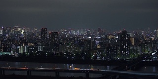 东京城市夜景，从船下观景台观景台的塔厅