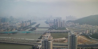 白天时间飞行珠海城市滨江航拍4k时间间隔中国