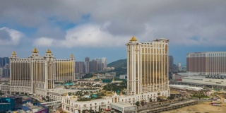 阳光明媚的日子，马凯城著名酒店区建设航拍全景，4k时间推移中国