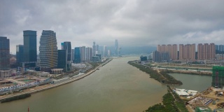 白天时间珠海澳门建设滨河湾航拍4k时间跨度中国
