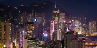 从早到晚，香港商业区和市中心的时间流逝