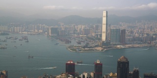香港时间推移傍晚到夜景维多利亚港4k视频