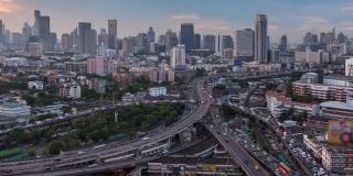 延时拍摄曼谷市中心的天际线