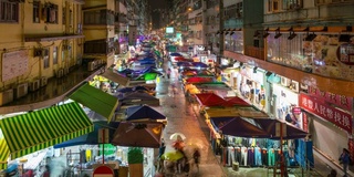 中国香港旺角花园跳蚤市场的时间流逝