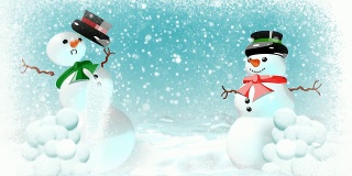 雪人在打雪仗。Loopable。节日快乐的版本。