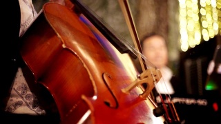 婚礼上大提琴手演奏大提琴。视频素材模板下载
