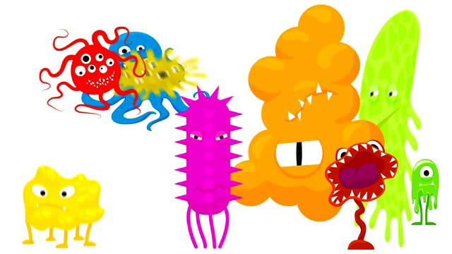 九个卡通细菌