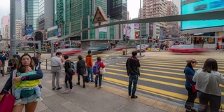 延时:香港弥敦道孟角站的行人与交通