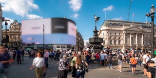 慢镜头:英国伦敦市中心皮卡迪利广场上的通勤人群