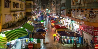 中国香港旺角花园跳蚤市场的时间流逝